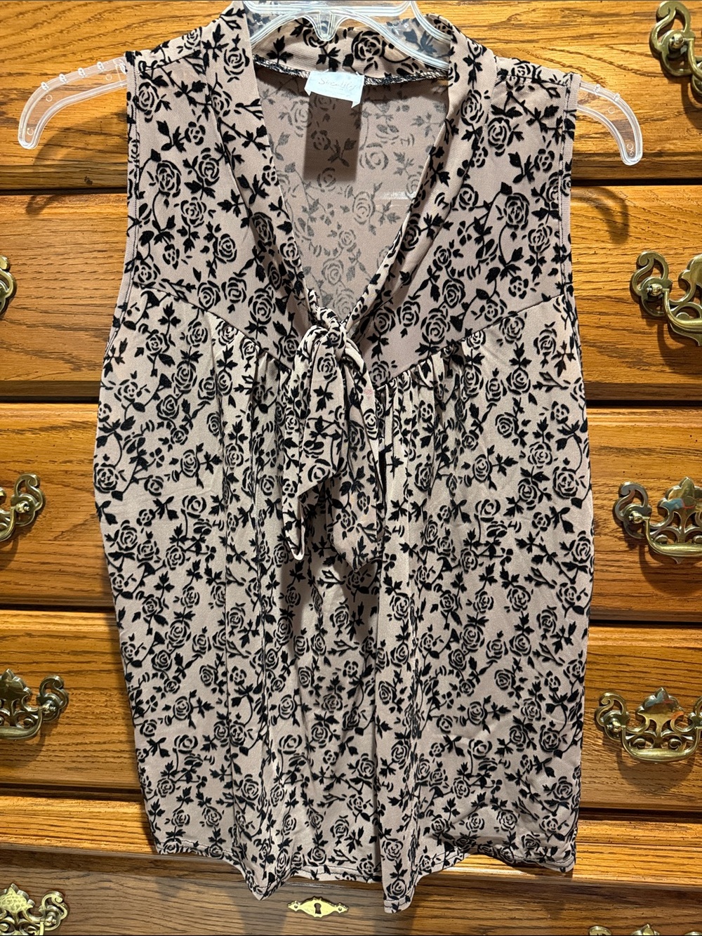 Siren Lily Beige Tie-Neck Floral Camisole